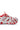 The AZALEA WANG SELIE RED FLAT SNEAKER features a textile upper artistically wrapped in white bandages, with intricate patterns set against a white background. This stylish sneaker highlights its unique design through visible sole details and striking red accents.