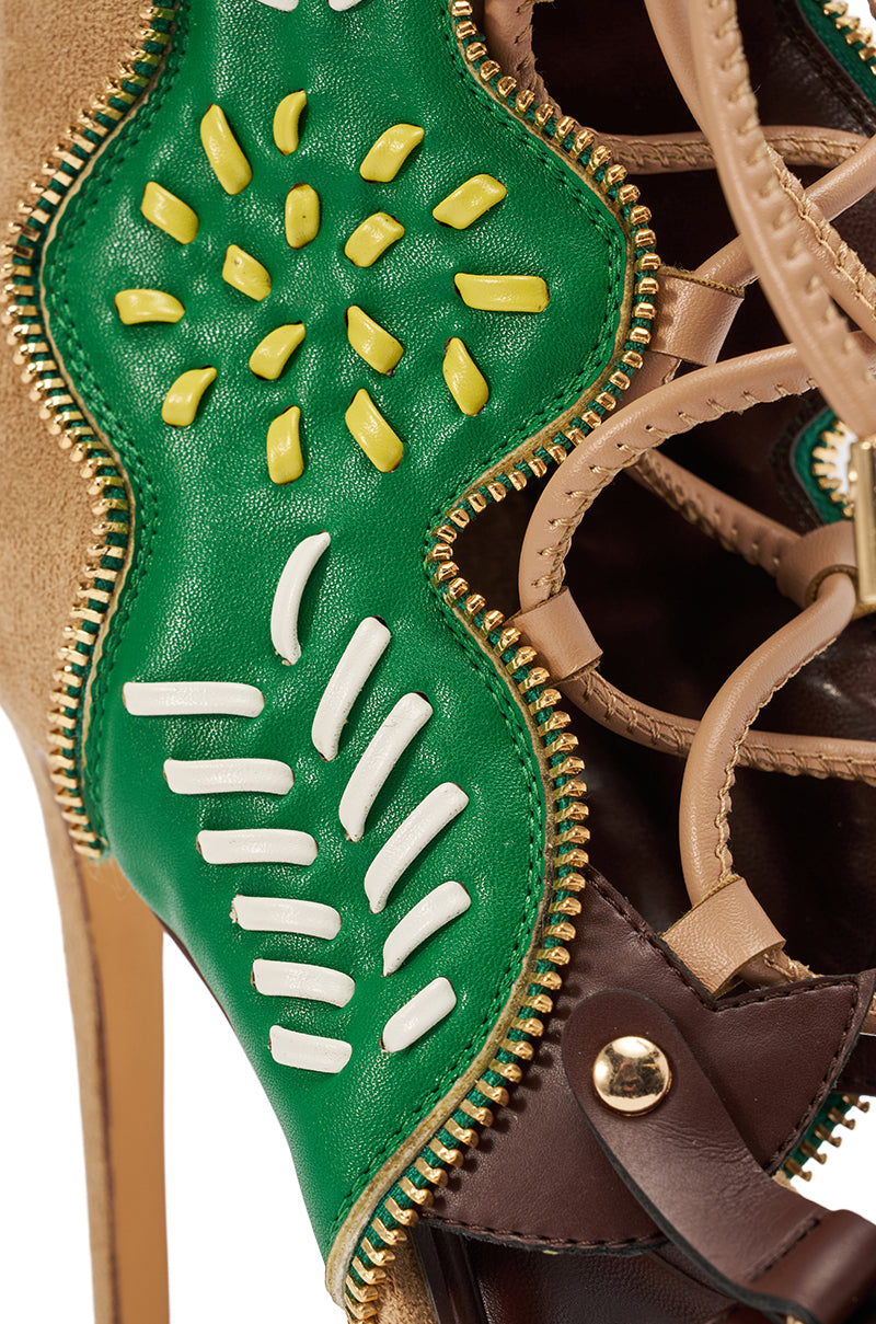 AZALEA WANG SHAINIA GREEN MULTI STILETTO SANDAL – AKIRA