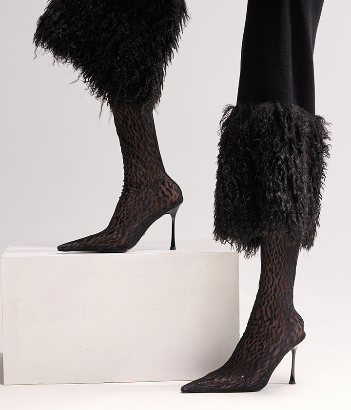 NORTH STAR RHINESTONE MESH HOODED LONG SLEEVE CROP TOP IN