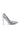 Displayed against a white background, the AZALEA WANG SILVVY SILVER PUMP WITH SPIKES features a silver stiletto heel with a pointed toe, adorned with numerous metallic studs evenly distributed across its surface. The shoe boasts a smooth, shiny texture and an elegantly sleek design.