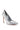 Introducing the AZALEA WANG SILVVY SILVER PUMP WITH SPIKES: a dazzling metallic silver stiletto pump adorned with numerous metallic studs. This sleek shoe boasts a pointed toe and smooth, shiny finish, with a thin heel covered in the same gleaming silver material.