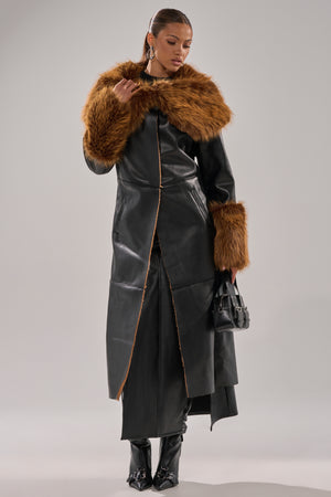 SIREN FUR TRIM TRENCH COAT
