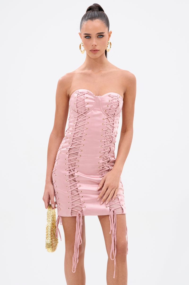 FAR FROM CASUAL SATIN MINI DRESS – AKIRA