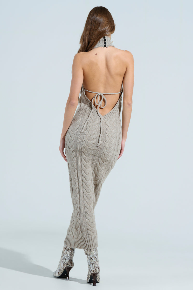 JESSICA CABLE KNIT SWEATER MIDI DRESS – AKIRA