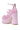 The AZALEA WANG SPROUT PINK CHUNKY PUMP features a glossy light pink finish, platform sole, floral lace detail, ankle and foot straps, back zipper, and a bold chunky heel.