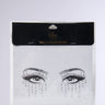 The CRY DIAMONDS FACE STICKERS, displayed on a white backdrop, feature rhinestones around illustrated eyes to mimic sparkling tears. The packaging is black and white with product details at the top.