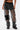 Model wears the STEPHANIA TRANSPARENT TROUSER IN BLACK, featuring a wide leg silhouette and solid black waistband over black underwear. Styled with chunky black boots against a plain white background.