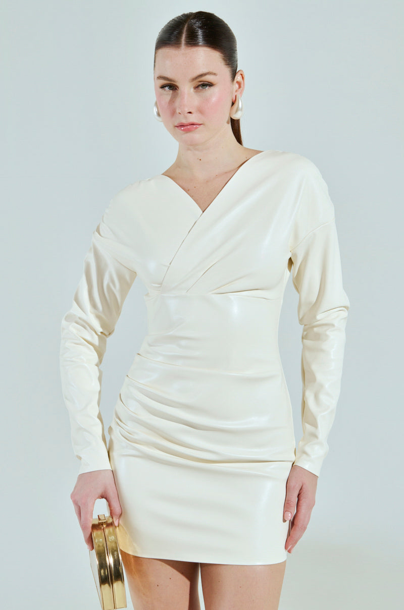 fran mini dress FRAN PU MINI DRESS IN IVORY – AKIRA