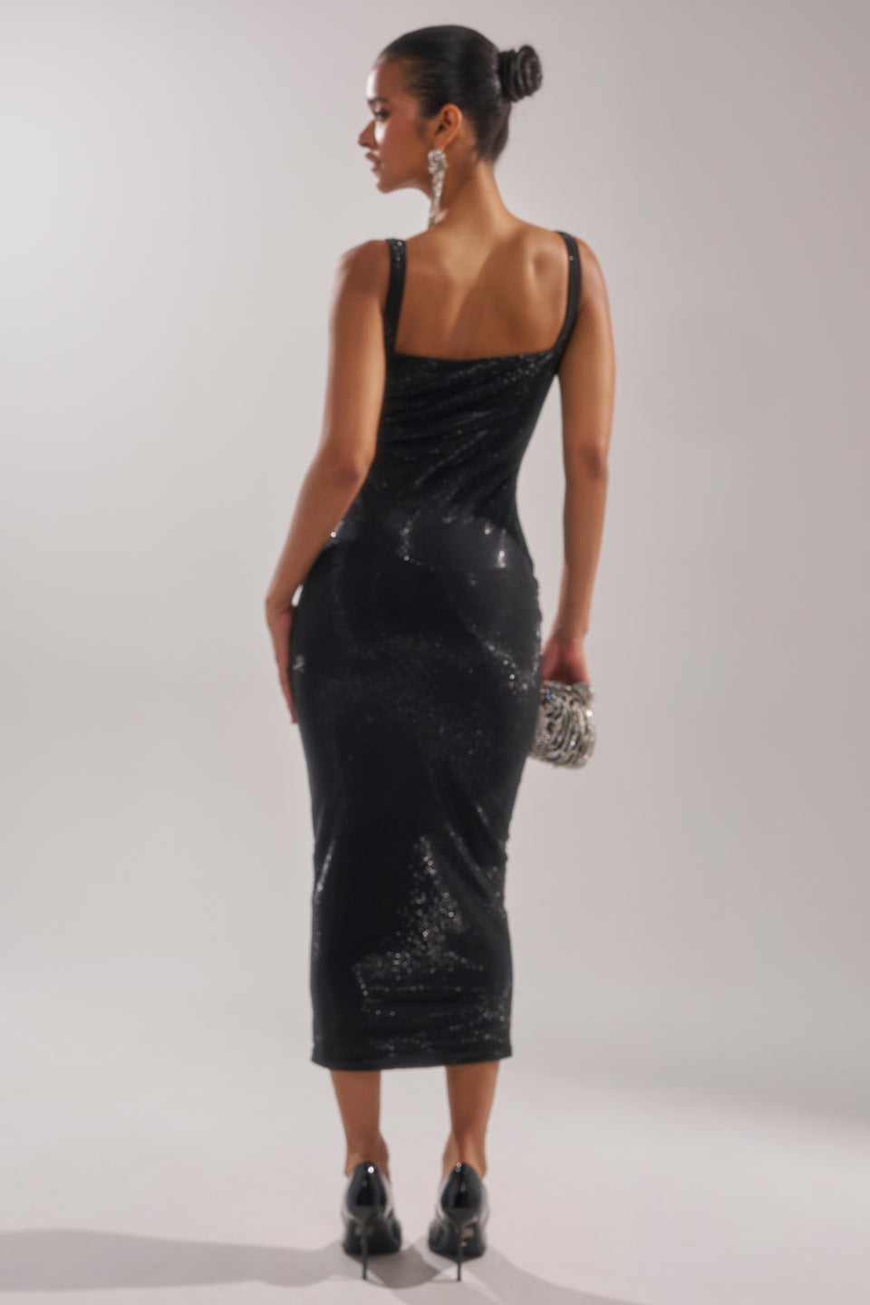 black classy dress for women CLASSY BUT SASSY RHINESTONE MIDI DRESS IN BLACK – AKIRA