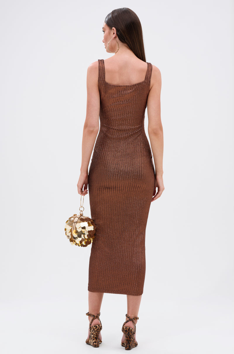 steal the show metallic dress - bronze WHY NOT METALLIC MIDI DRESS IN BRONZE – AKIRA