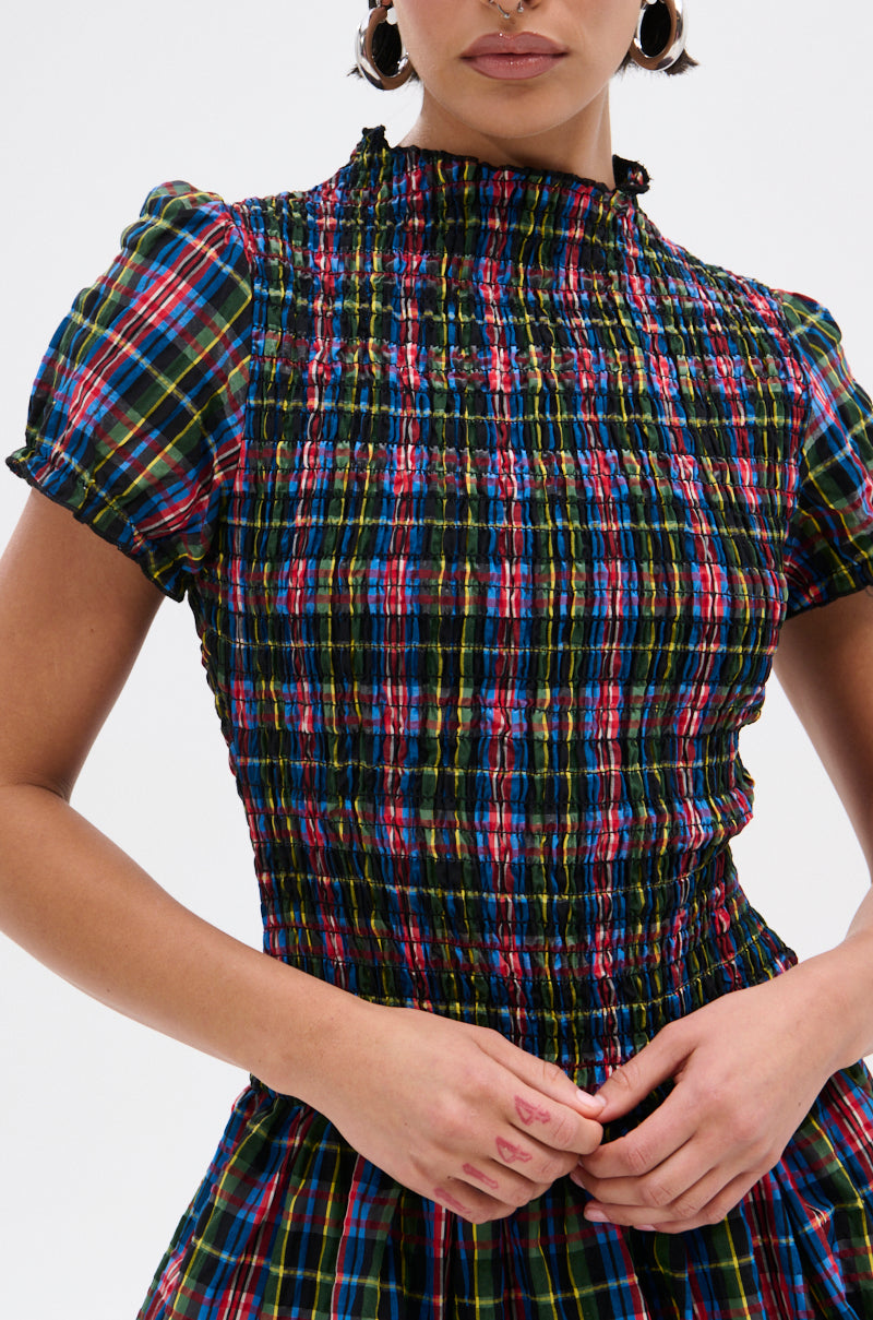 THAT GIRL PLAID MINI DRESS AKIRA THAT GIRL PLAID MINI DRESS AKIRA