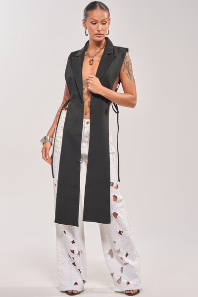 HONEY HONEY TIE VEST IN BLACK – AKIRA