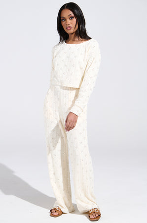 SHINE BRIGHT PEARL WIDE LEG PANT – AKIRA