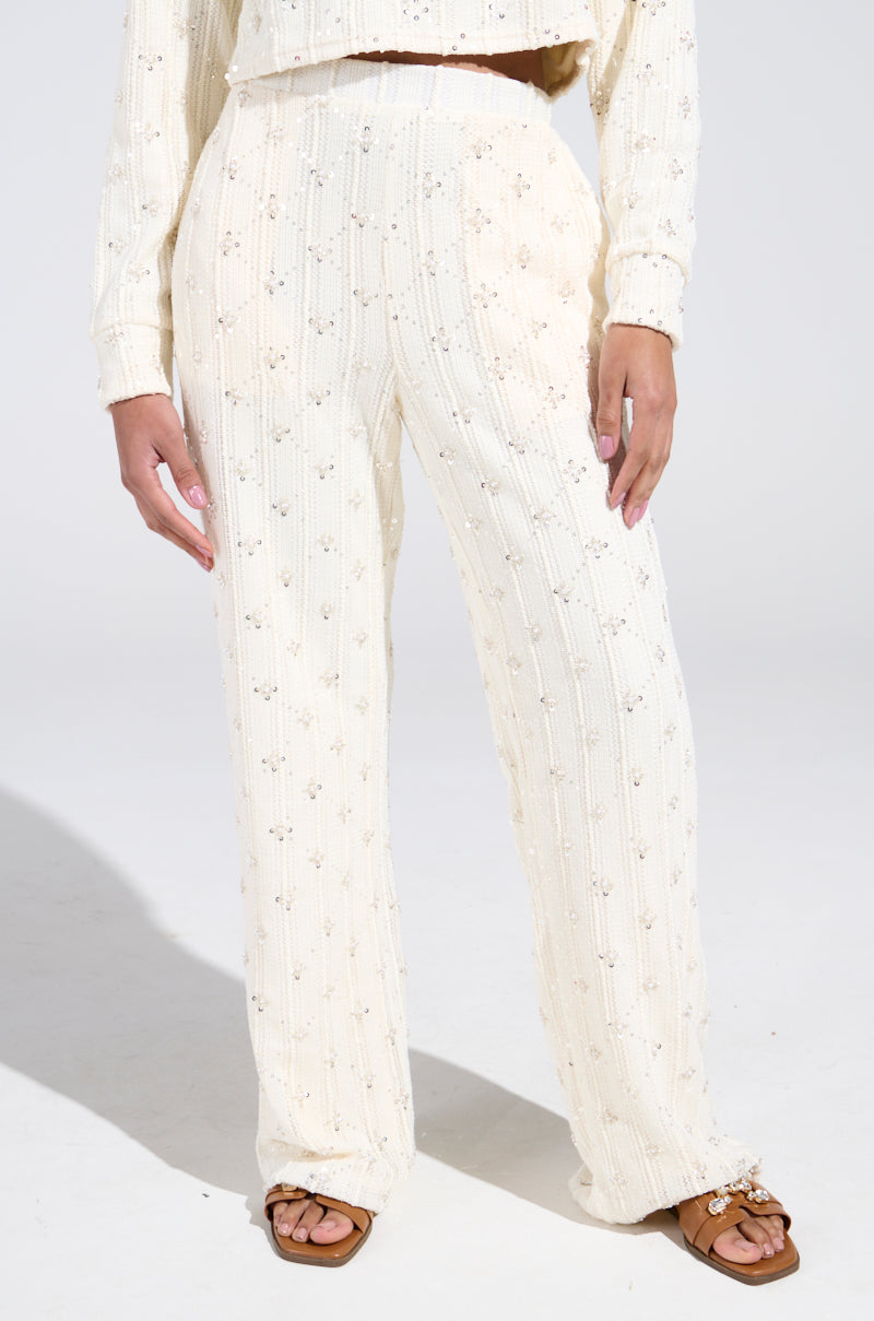 SHINE BRIGHT PEARL WIDE LEG PANT – AKIRA