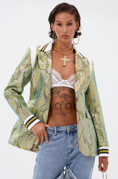 DON'T TRY ME EMBELLISHED BROCADE BLAZER – AKIRA