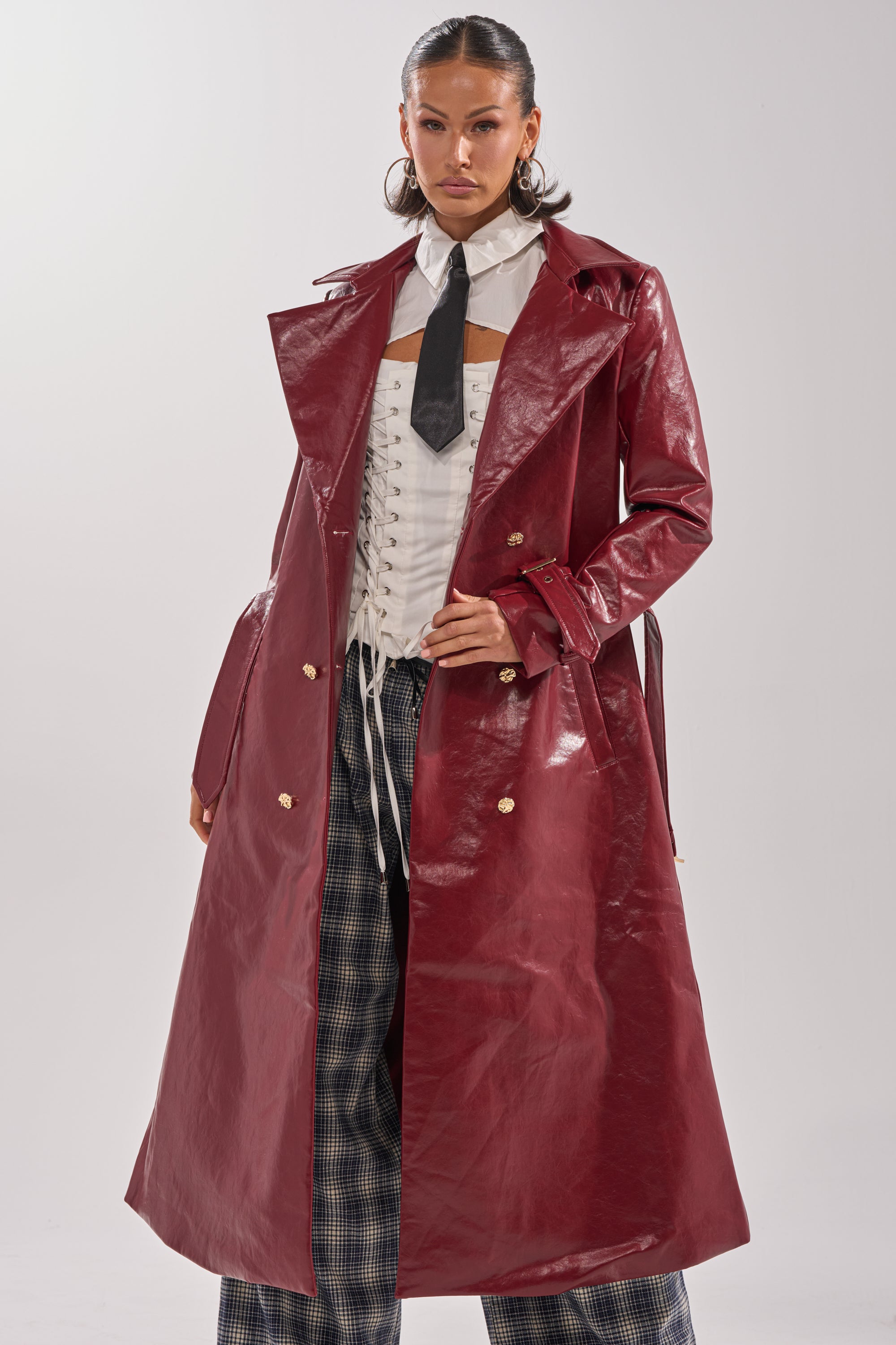 LADY DANGER FAUX LEATHER TRENCH – AKIRA