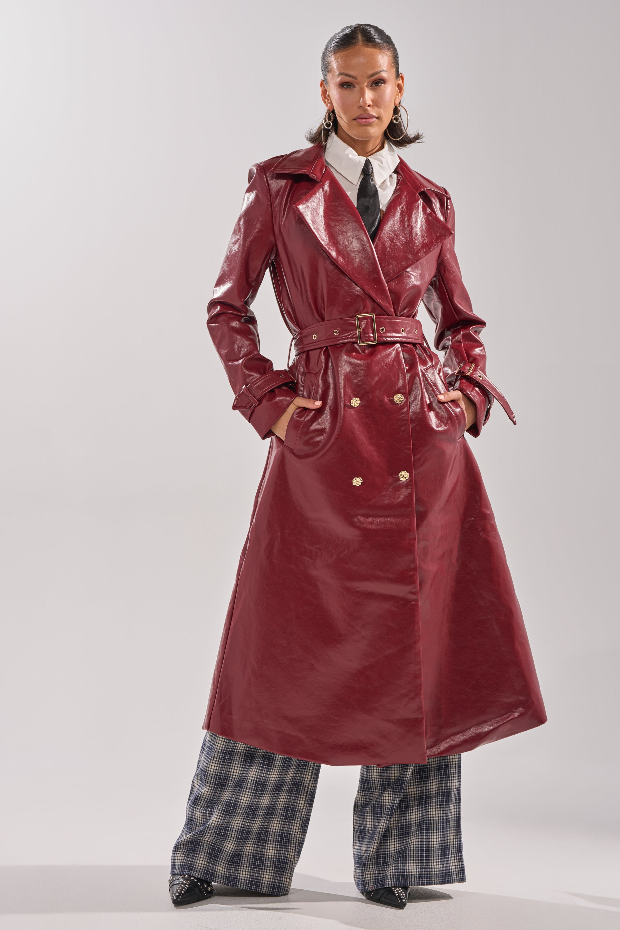 LADY DANGER FAUX LEATHER TRENCH – AKIRA