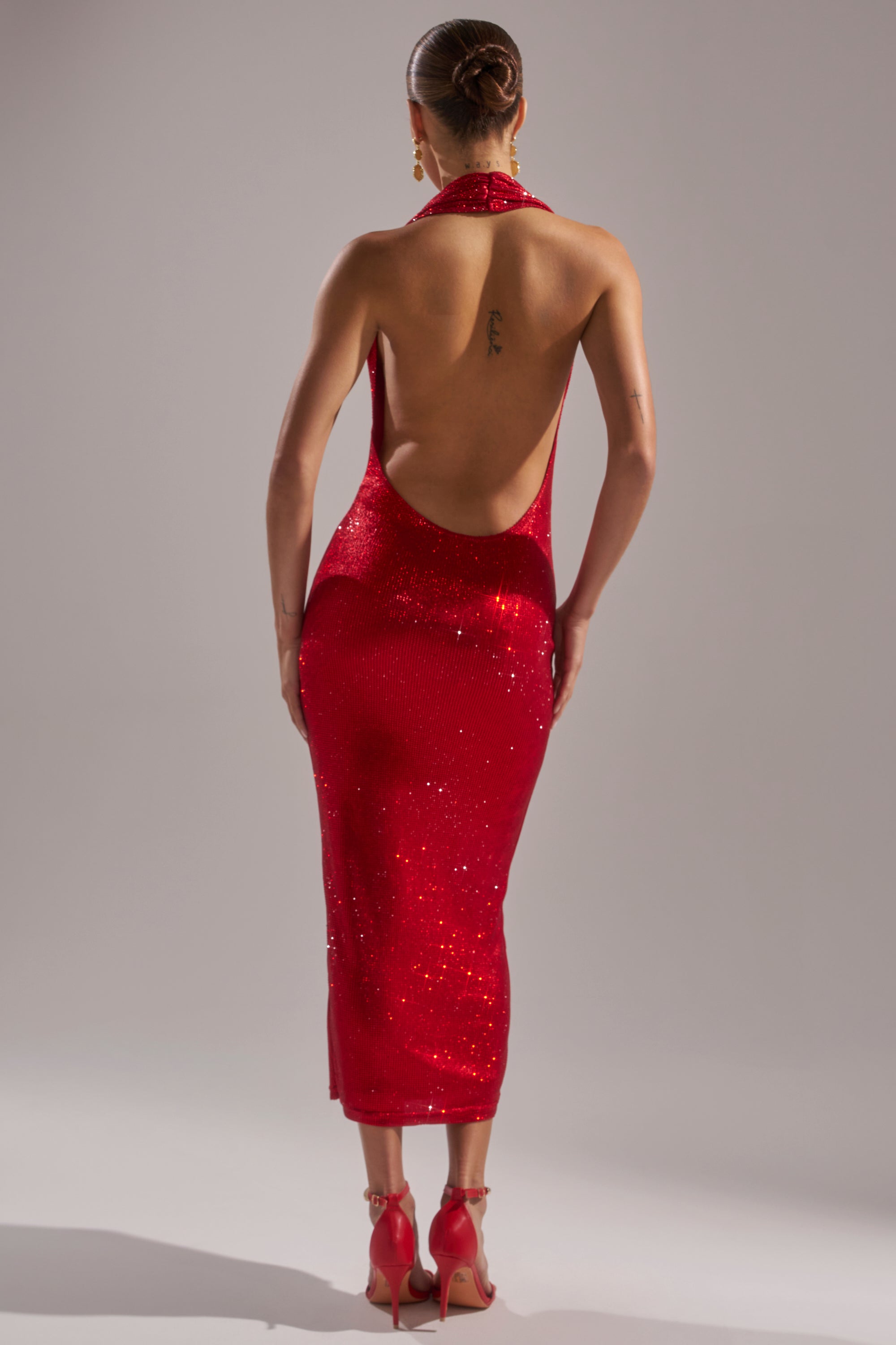 Akira Poppin' Bottles Rhinestone Maxi Dress | Red | Size Large Akira Poppin' Bottles Rhinestone Maxi Dress | Red | Size Large