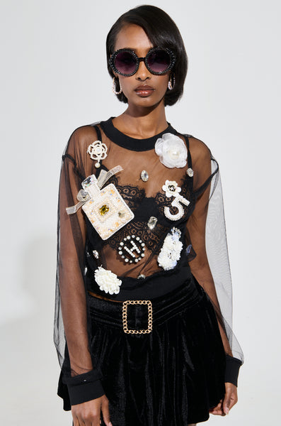 Gabrielle×Ameri 10TH HISTORY SHEER TOP Ameri VINTAGE - Gabrielle×Ameri 10TH HISTORY SHEER TOP