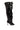The AZALEA WANG SWELCIE Chocolate Brown Thigh High Boot features faux leather, a ruffled front with gold snap details, dramatic vertical folds, a pointed toe, and a sleek stiletto heel for an elegant touch.