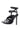 The AZALEA WANG SYDONDIA BLACK WATCH SHOE STILETTO SANDAL is a high-heeled black patent faux leather sandal featuring multiple adjustable ankle straps, metal spikes on the straps and heel, and a unique spiked stiletto design.