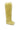 The AZALEA WANG TEMPLETON LIME POODLE FUR OVER THE KNEE BOOT, covered in shaggy, curly lime faux fur, stands upright against a white background.