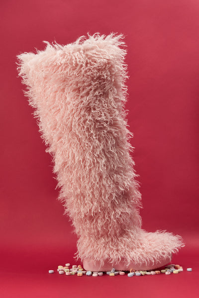 AZALEA WANG TEMPLETON PINK POODLE FAUX FUR OVER THE KNEE BOOT – AKIRA