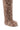 The AZALEA WANG TEMPLETON Taupe Poodle Fur Over The Knee Boot features shaggy, light brown faux fur and an elegant almond toe, styled to resemble an animal's leg and photographed against a white background.