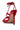 The AZALEA WANG THUNDERMINE RED VELVET EMBELLISHED STILETTO SANDAL is a vibrant red shoe featuring an open toe and ankle strap. It boasts a slim stiletto heel with decorative stitching and thin straps that wrap around, all enhanced for comfort with a cushioned insole, offering both style and ease.