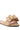 The TIZZY RAFFIA FLAT BOW SANDAL features a tan woven design with an open toe and a large decorative bow on the upper strap. It includes a light beige vegan leather insole, making it ideal for summer footwear enthusiasts.