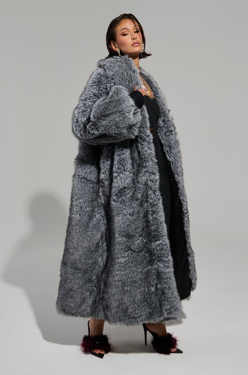 Grey Fur Coat Black Dress Buy JD Williams Grey Longline Faux Fur