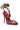 The AZALEA WANG TZILLA MULTI COLOR ROPE STILETTO SANDAL showcases a red base, floral print sole, and multicolor braided ankle straps that tie around the ankle. A tall stiletto heel completes this bold and elegant look.