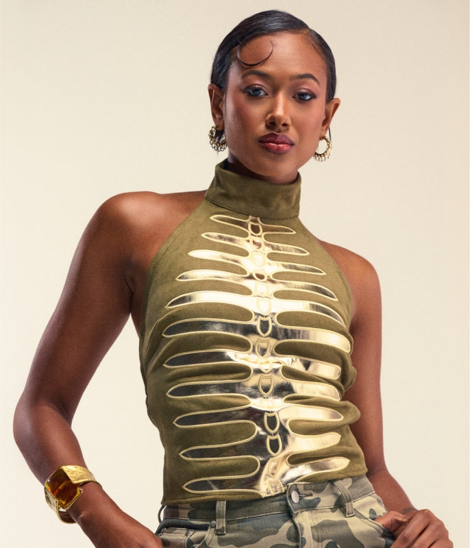 NASTASIA 2 SCALE TOP IN GOLD – AKIRA