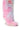 The AZALEA WANG UPSETTER PINK STILETTO BOOT showcases a chic faux fur upper in a pastel tie-dye pattern, blending shades of purple and white against a white background. This striking design features a high heel and the elegance of a knee-high shaft.