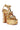 The AZALEA WANG VIANNI GOLD CHUNKY SANDAL is a bold, glamorous design featuring a comfortable cushion insole and adorned with multicolor gemstone embellishments in shades of red, blue, and green. It also includes an ankle strap and a thick heel.