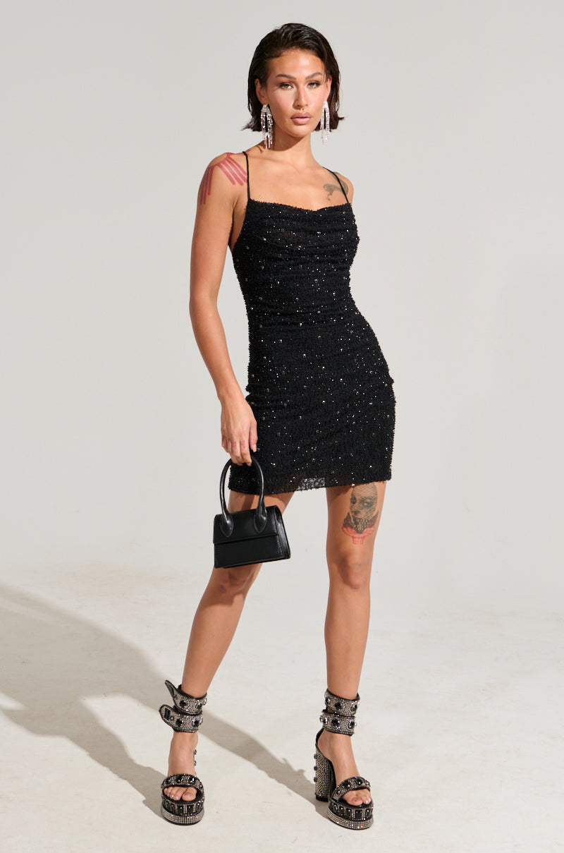 A NIGHT TO REMEMBER SLINKY RHINESTONE MINI DRESS IN BLACK AKIRA A NIGHT TO REMEMBER SLINKY RHINESTONE MINI DRESS IN BLACK AKIRA