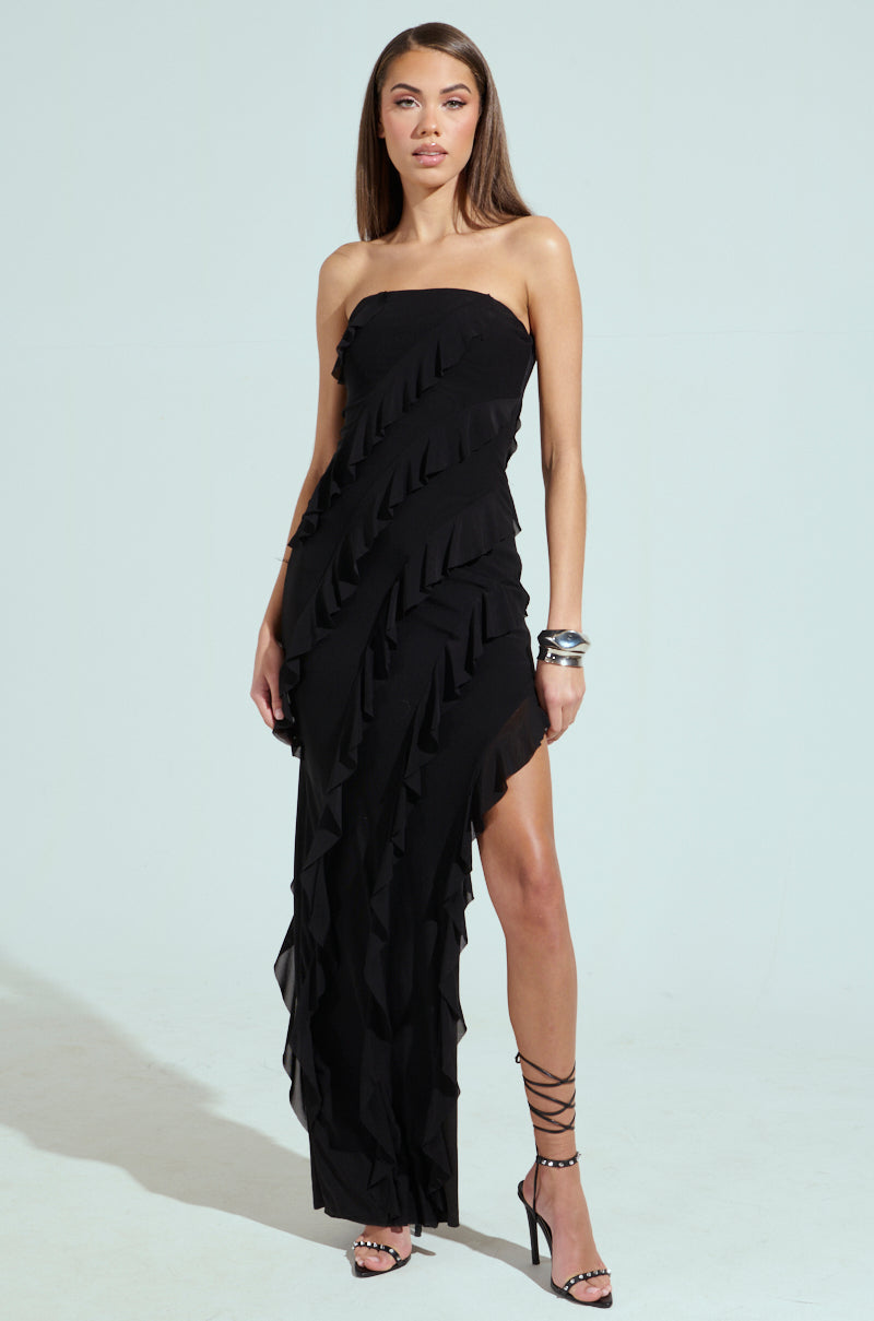 ELLA MESH BLACK TUBE DRESS – AKIRA
