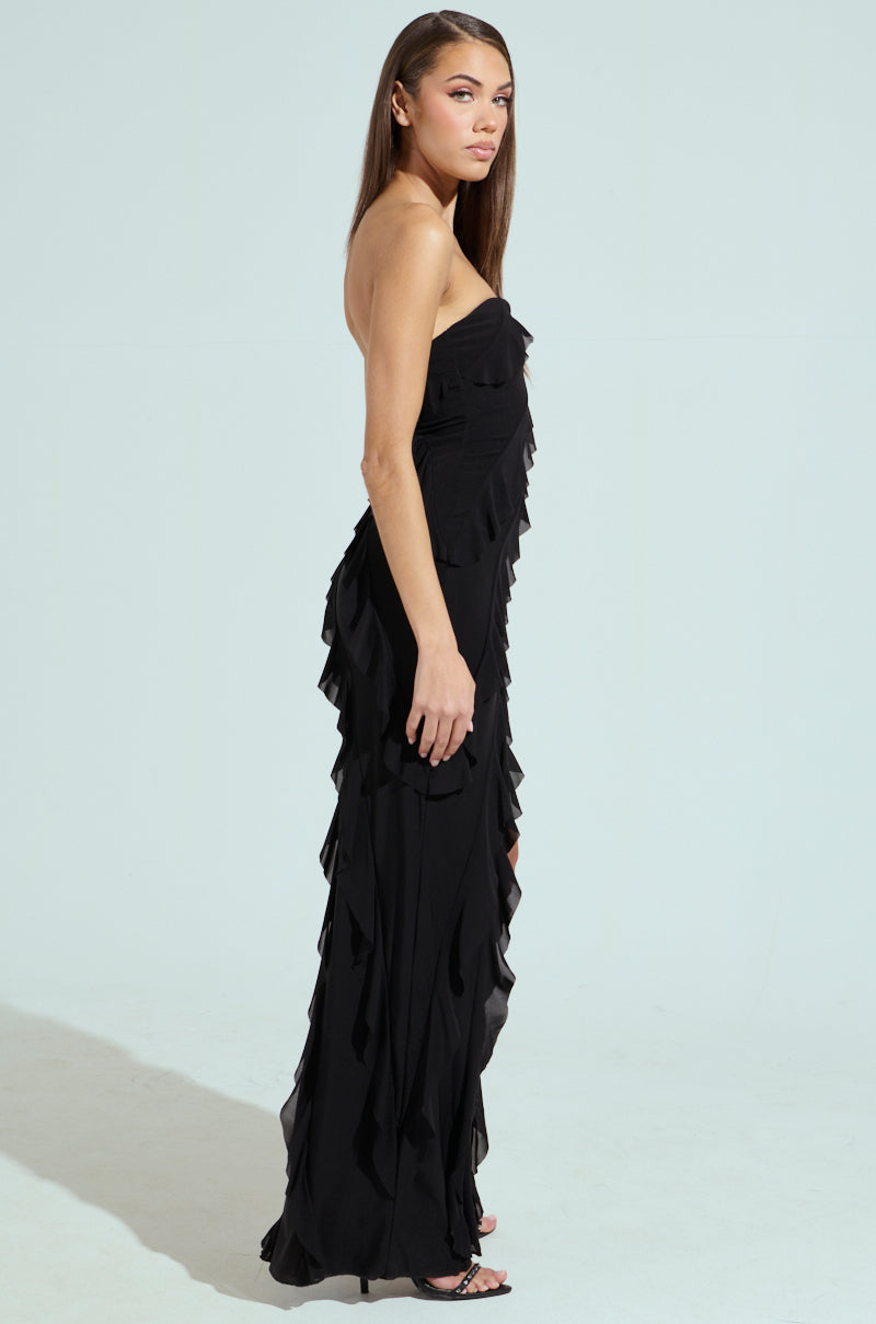 ELLA MESH BLACK TUBE DRESS  AKIRA