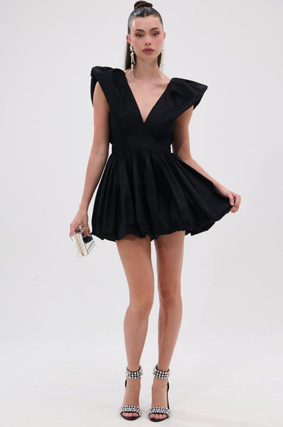 ONCE UPON A DREAM WOVEN MINI DRESS IN BLACK – AKIRA