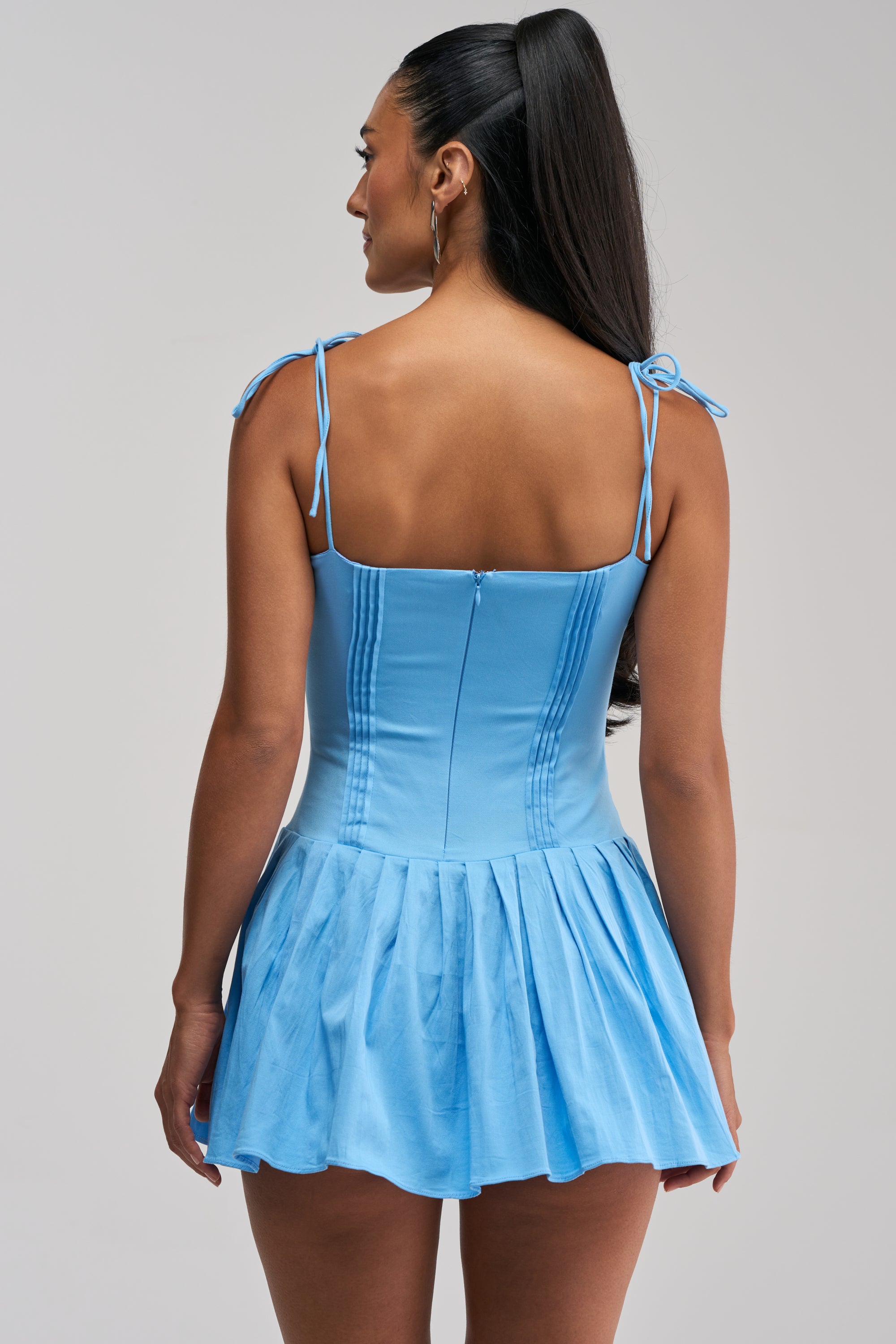 SWEET HEAT POPLIN MINI DRESS IN LIGHT BLUE – AKIRA