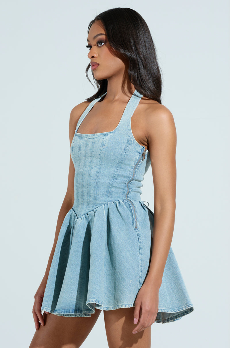 DAINTY DENIM MINI DRESS DAINTY DENIM MINI DRESS