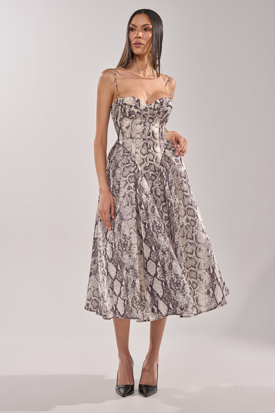 snake formal dress Roberto Cavalli Draped Long Dress With Snake Detail