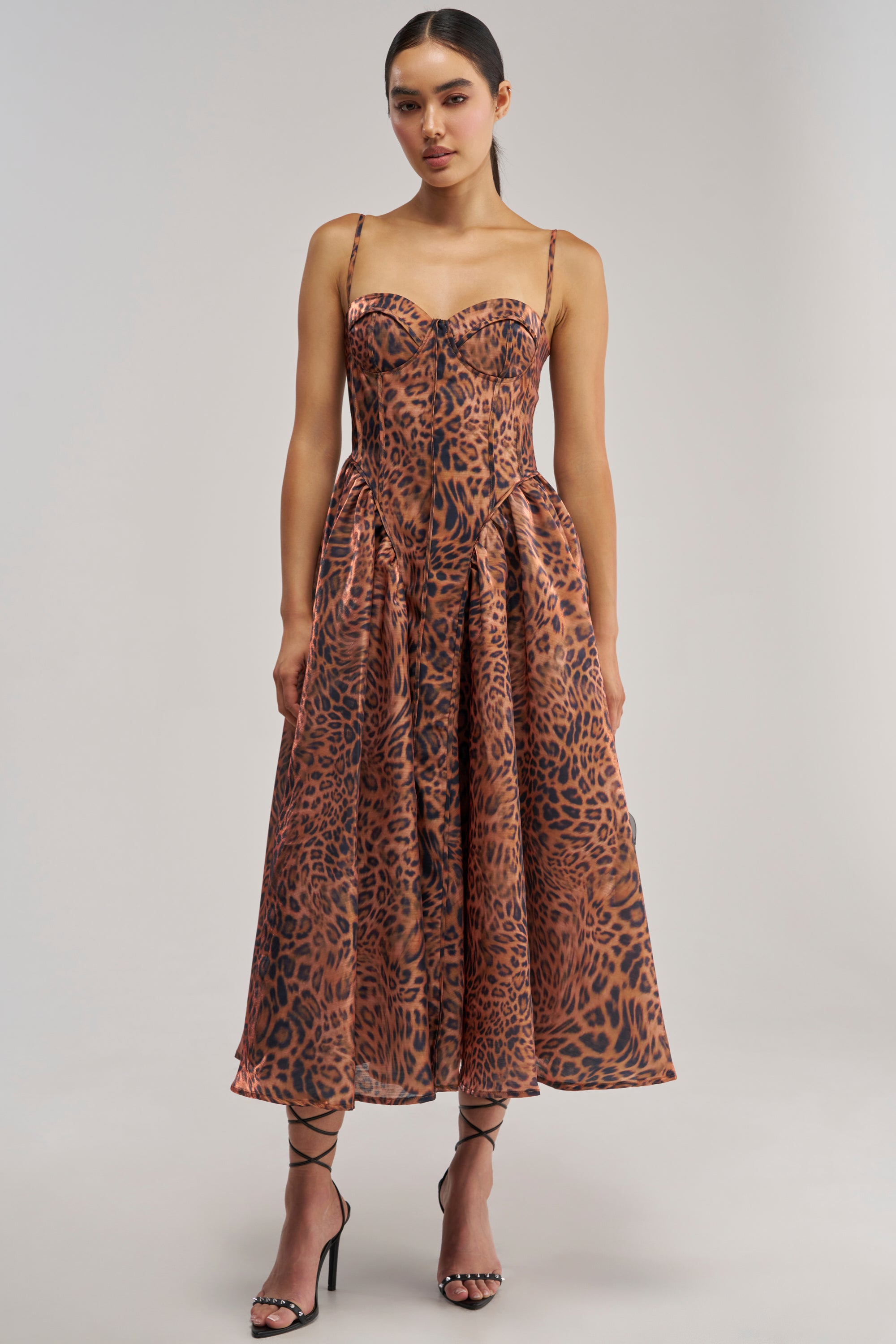 AKIRA Cheetah Sisters Midi Dress