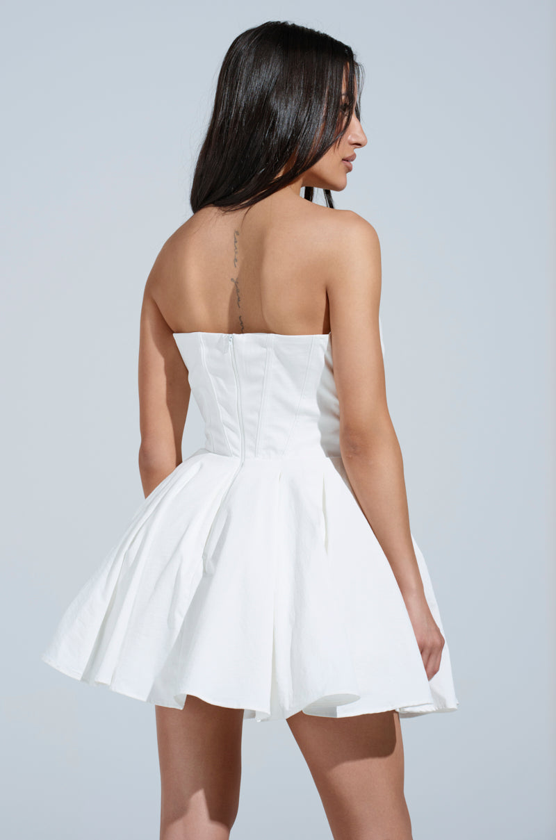 short white strapless dress STAY FOREVER WHITE MINI DRESS – AKIRA
