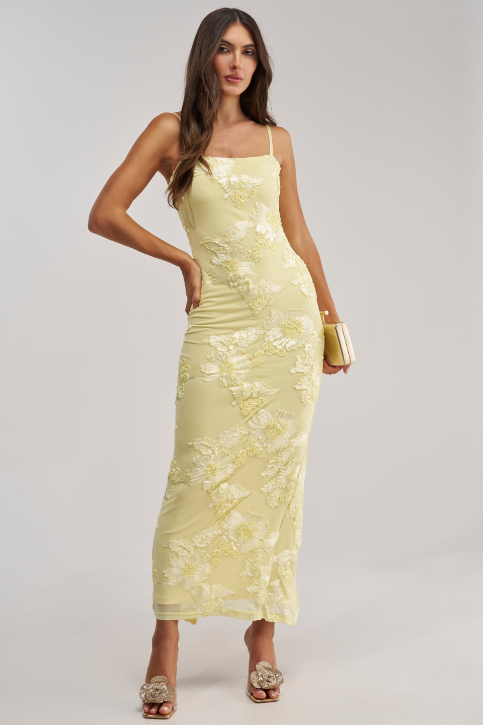 yellow midi dress for wedding Honey yellow midi dress with belt & pockets