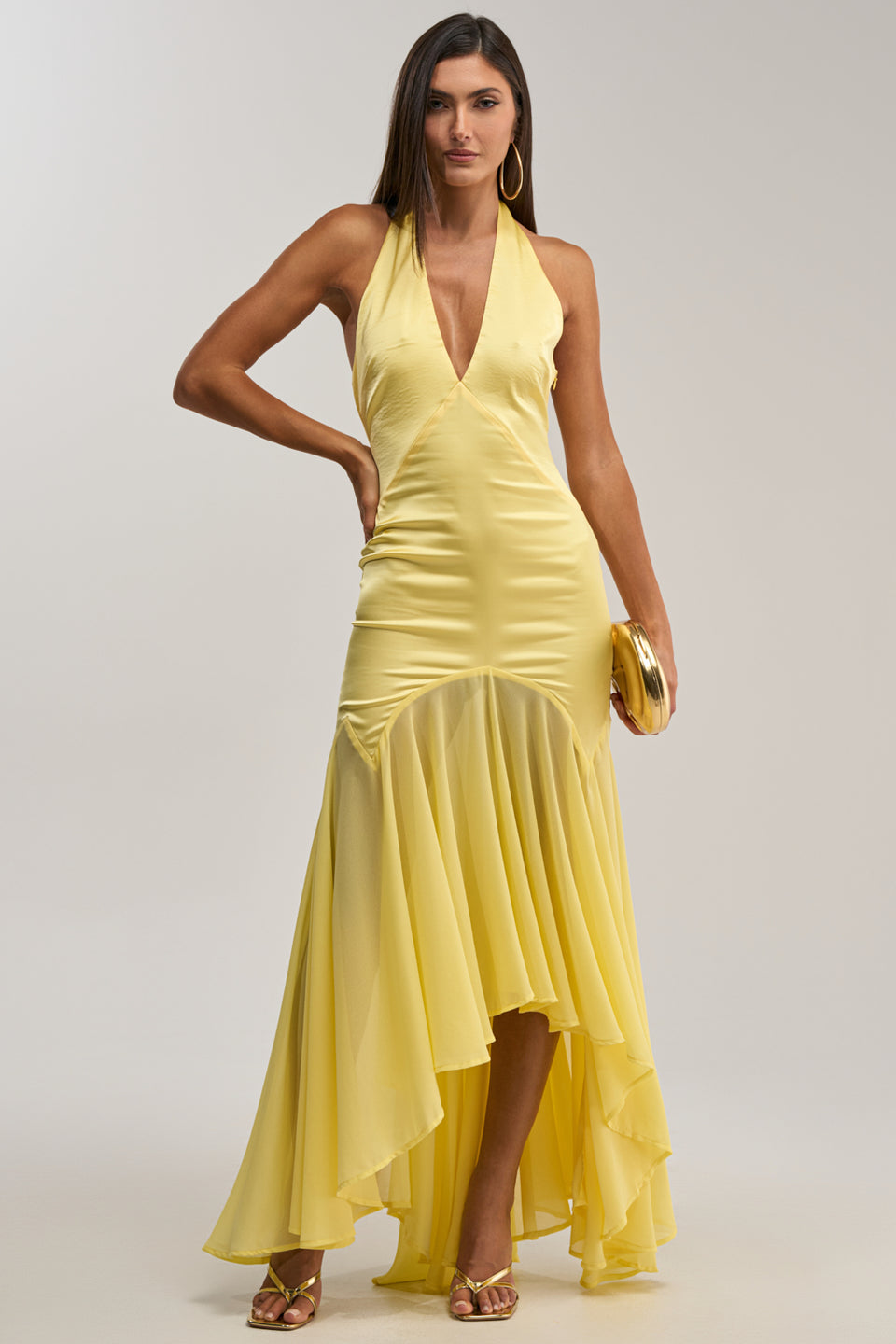 yellow satin dress midi Lulus | Yellow Satin Ruffled Midi Dress | Womens | Large (Available in XL)