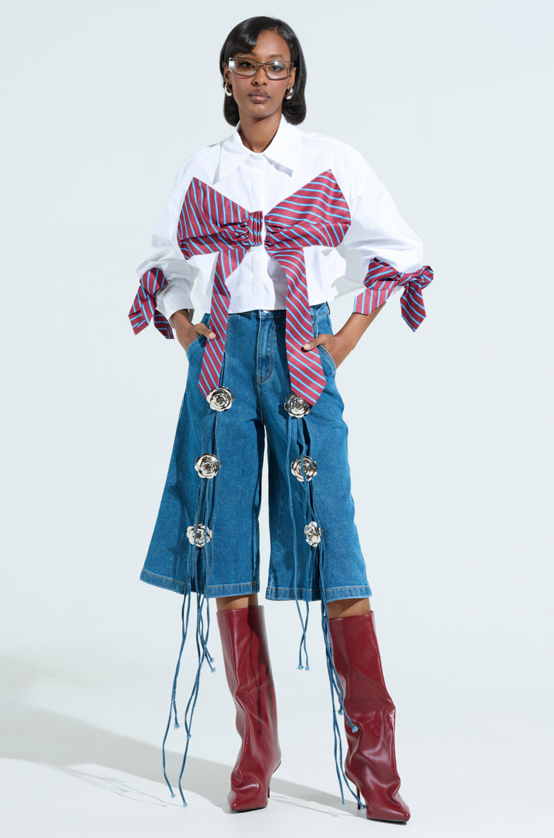 TIED TO YOU BUTTON DOWN BLOUSE – AKIRA