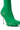 Introducing the AZALEA WANG WILBER BOOTIE WITH STRETCH NEOPRENE IN GREEN: This vibrant green bootie features a pointy toe, unique textured rubber sole, and sleek metallic stiletto heel. The side showcases a smooth fabric finish enhanced by stretch neoprene, creating a modern and futuristic design.