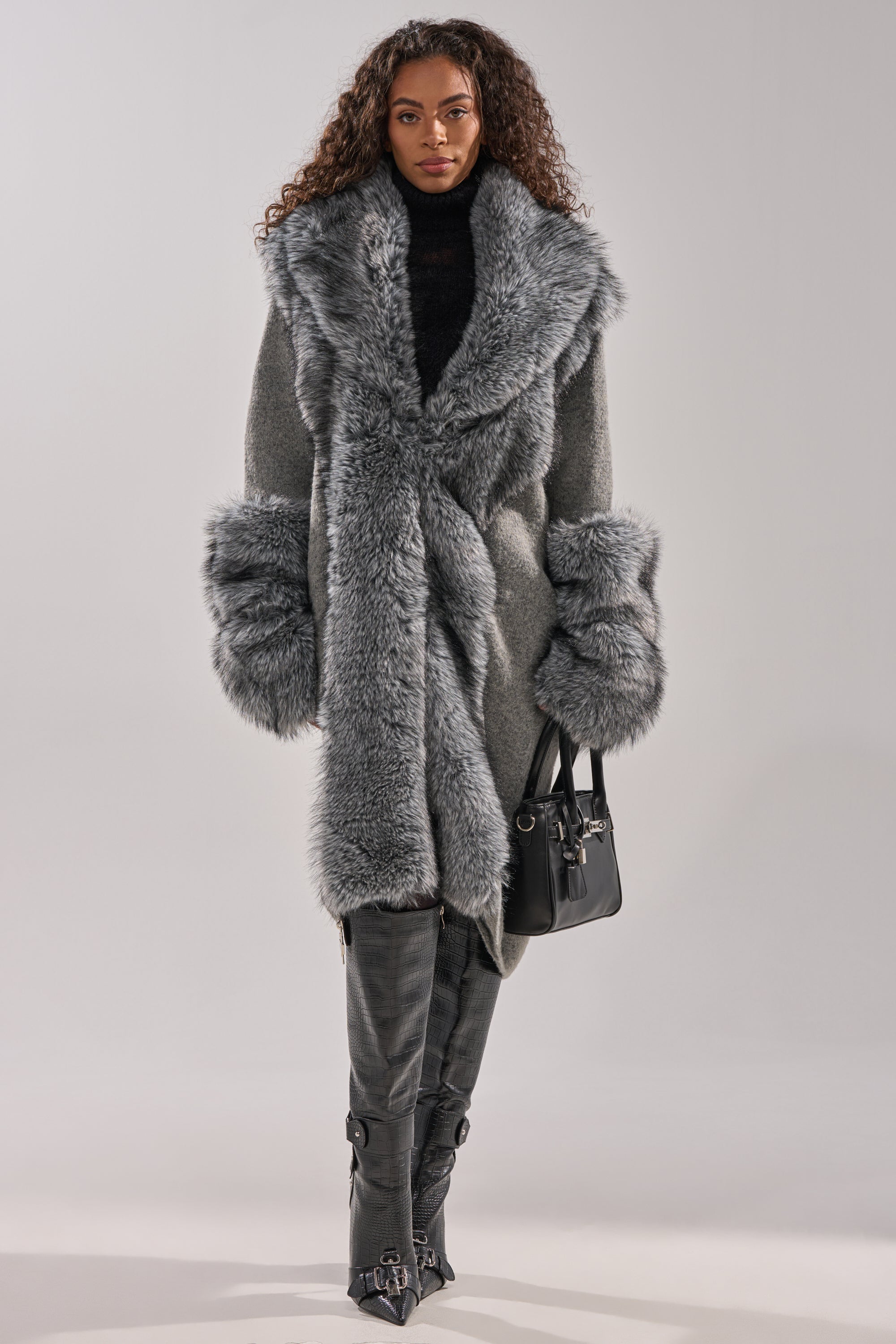 IRENE Square Sleeve Rever Coatダークグレー新品 377 Our fullest body shearling