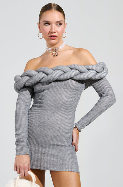 NOT IN THE MOOD KNIT BRAIDED MINI DRESS – AKIRA